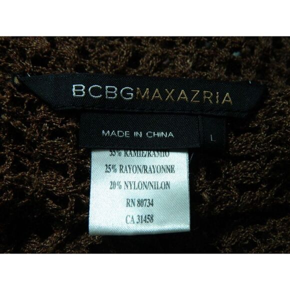 BCBGMaxazria Coverup Sweater Brown Crochet Top Women's Size Large‎ - Picture 8 of 8